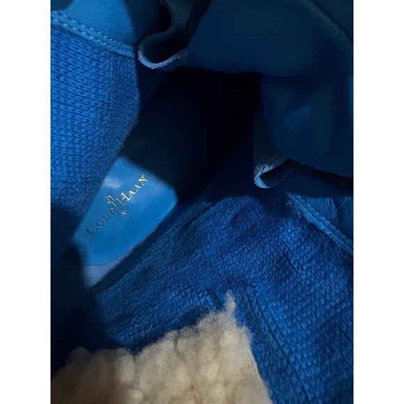 Cole Haan Nike Air Blue Suede Shearling Buckle Winter Wedge Boots Womens - Picture 6 of 13